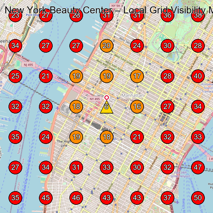 New York Beauty Center GeoGrid visibility map for Beauty Salon in New York